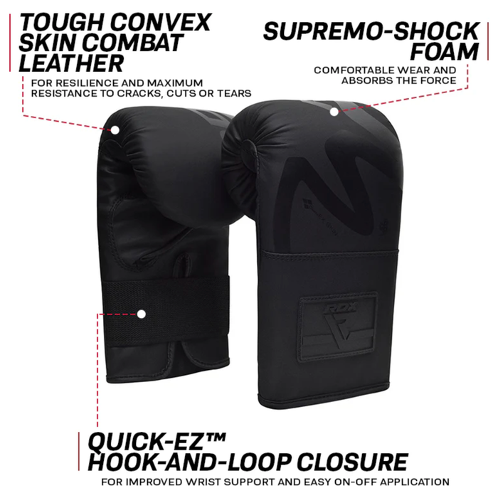 RDX F15 Noir Bag Gloves 4OZ Black